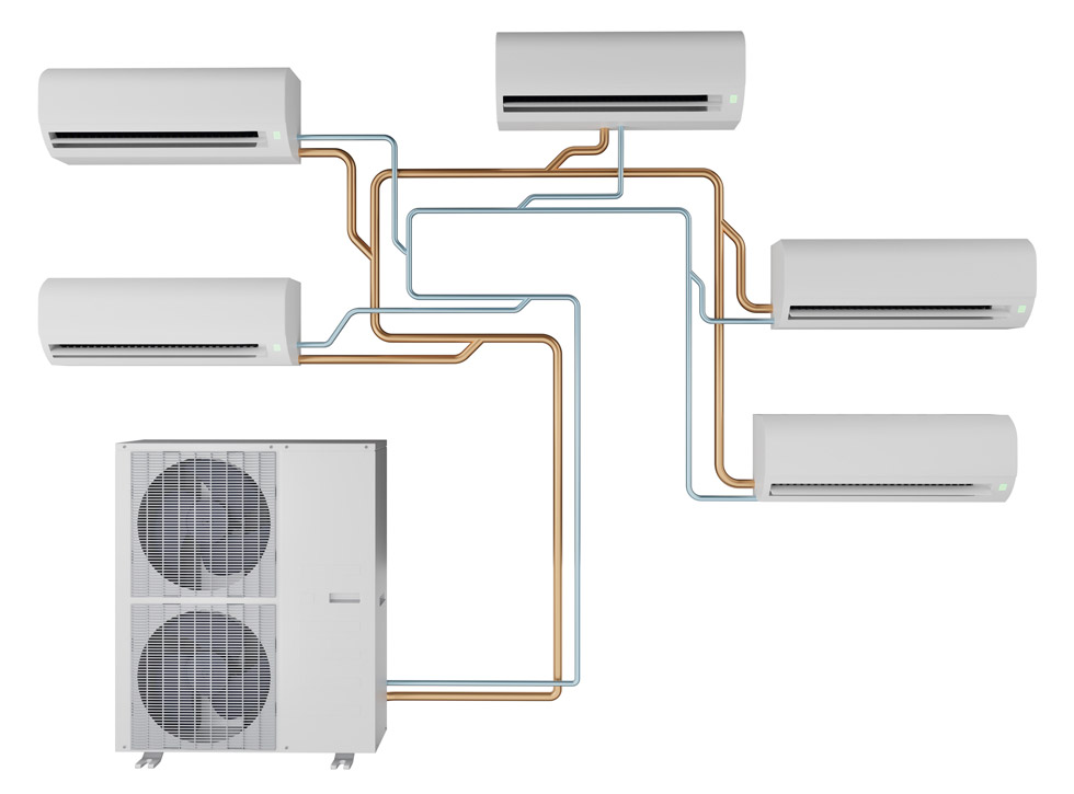 Example configuration of a multi-head Split Cycle air conditioning installation by SGS Electrical Solar and Air Conditioning Ashmore